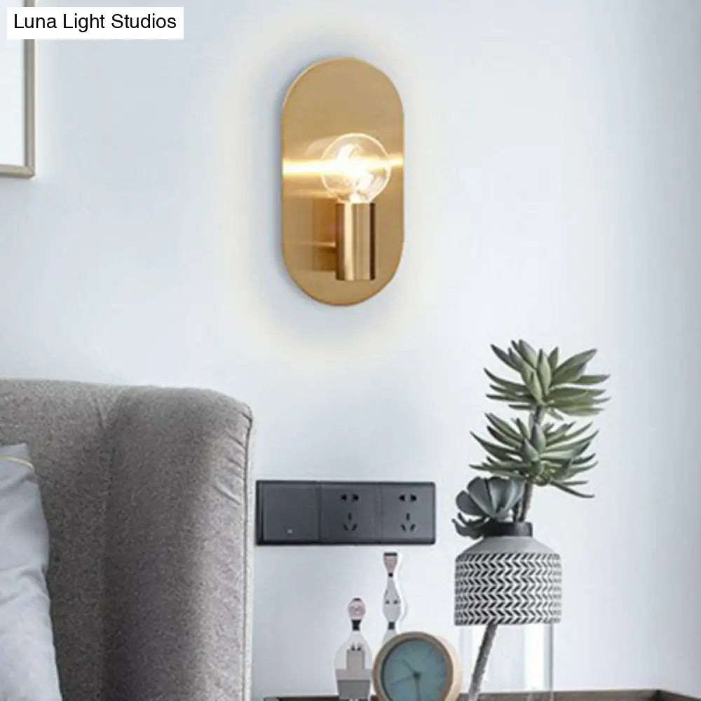 DecorBites™ DecorBites™ Modern Gold Finish Wall Sconce with Exposed Bulb Design and Oval Backplate