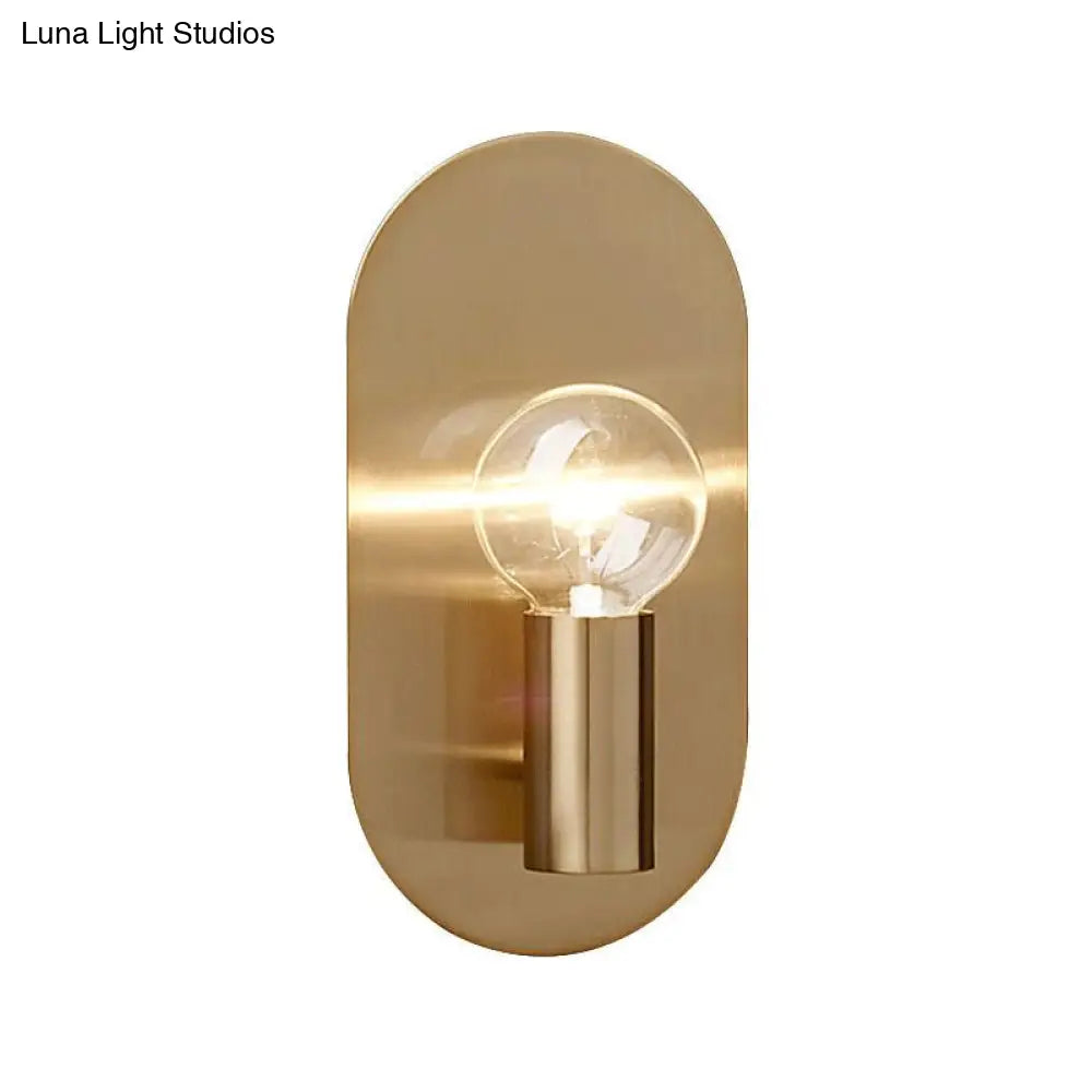 DecorBites™ DecorBites™ Modern Gold Finish Wall Sconce with Exposed Bulb Design and Oval Backplate