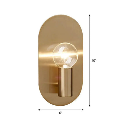 DecorBites™ DecorBites™ Modern Gold Finish Wall Sconce with Exposed Bulb Design and Oval Backplate