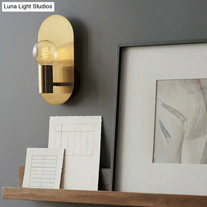 DecorBites™ DecorBites™ Modern Gold Finish Wall Sconce with Exposed Bulb Design and Oval Backplate