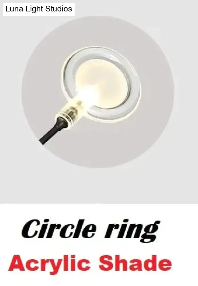Modern gold firefly tree branch led wall light with clear acrylic circle ring light and frosted glass shade black cord