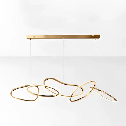 Modern gold flowing ring led decorbites elegant chandelier with minimalist interlocking rings for dining bar lighting