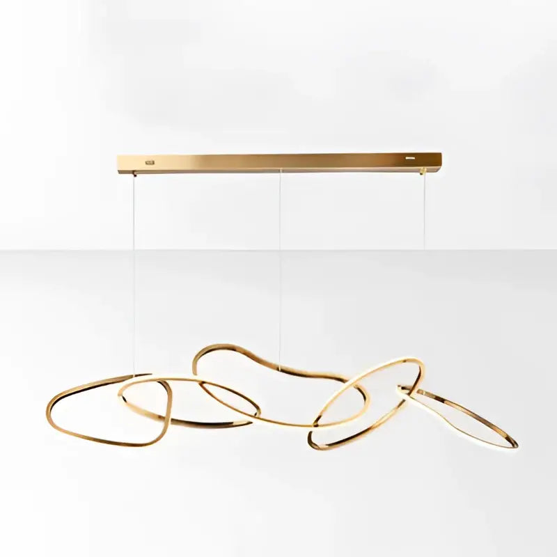 Modern gold flowing ring led decorbites elegant chandelier with minimalist interlocking rings for dining bar lighting