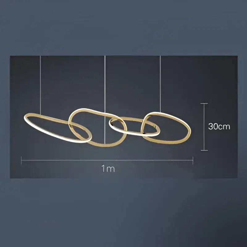 Modern gold flowing ring led decorbites elegant chandelier with interlocking gold and silver metallic rings for dining bars