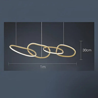 Modern gold flowing ring led decorbites elegant chandelier with interlocking gold and silver metallic rings for dining bars