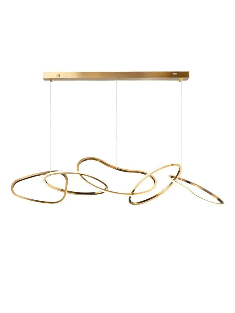 Modern gold flowing ring led decorbites elegant chandelier features interconnected circular rings for dining bar lighting