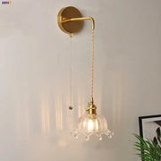 Modern gold fluted clear glass led wall light bedroom sconce with crystal droplets for elegant wall light decorbites clear glass decor