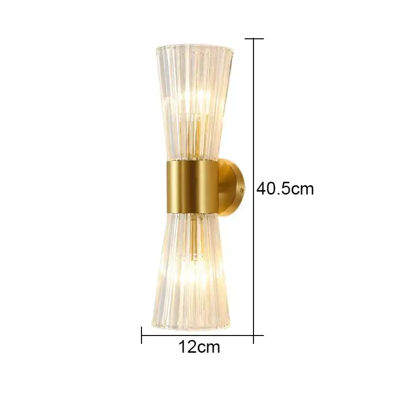 Modern gold wall sconce with fluted translucent crystal glass shades for living room decorbites crystal wall lighting