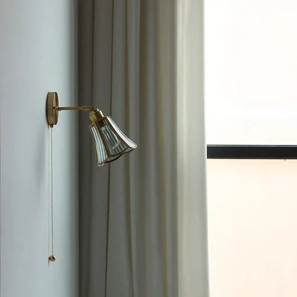 Antique brass wall sconce with fluted glass shade and pull-chain switch modern gold fluted glass led wall sconce decorbites led wall