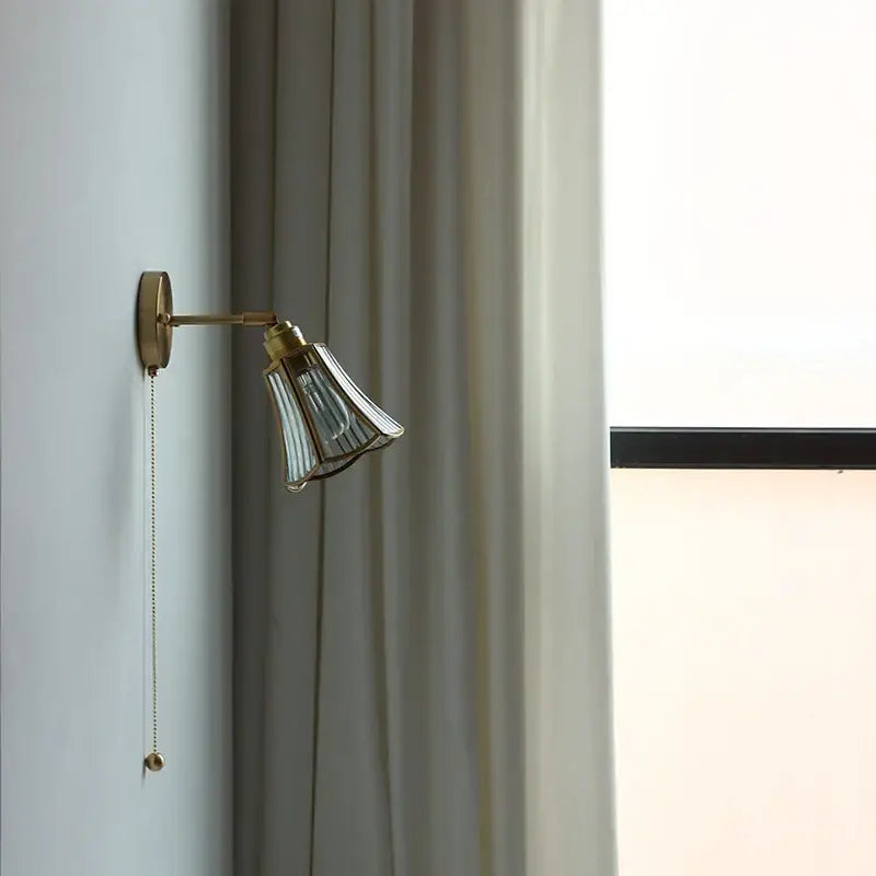 Antique brass wall sconce with fluted glass shade and pull-chain switch modern gold fluted glass led wall sconce decorbites led wall