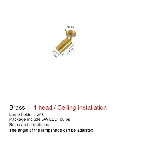 Gold-colored brass modern decorbites adjustable led ceiling spotlight with four adjustable lampshades and g10 bulb holders