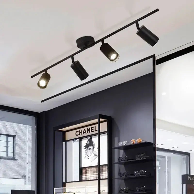 Black decorbites adjustable led ceiling spotlight with three adjustable spotlights on a modern ceiling rail