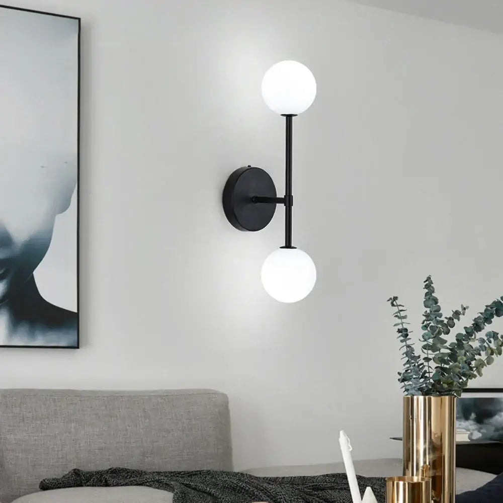 Black led wall sconce with two frosted glass globe shades modern gold frosted glass led wall bedroom lighting
