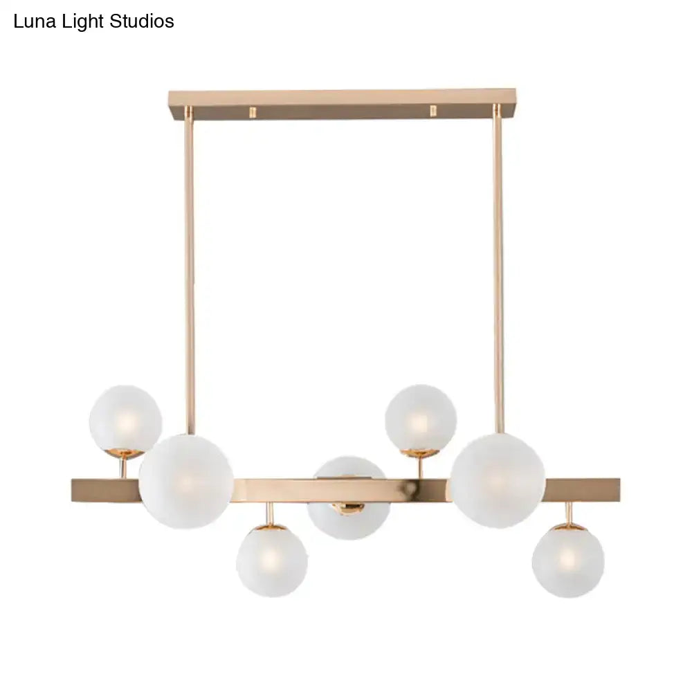 Modern gold frosted glass round island pendant with frosted glass globe shades for kitchen lighting