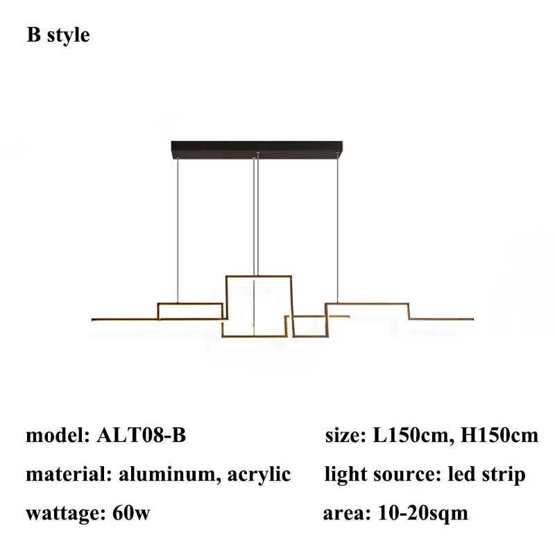 Modern black and gold geometric led pendant light with aluminum frame and acrylic diffuser for dining room decorbites geometric led