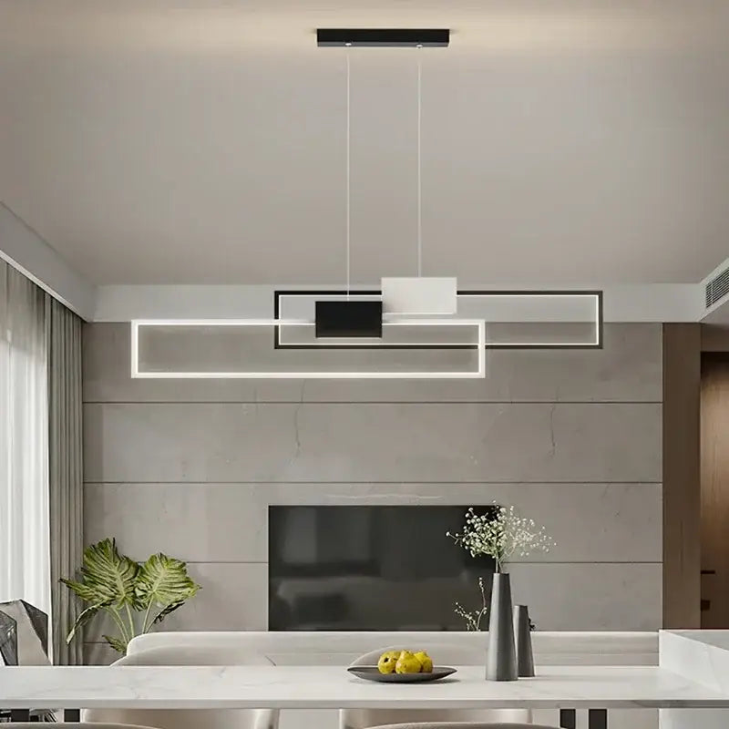 Modern gold geometric led pendant light with sleek black and white minimalist design for dining room decorbites geometric led pendant