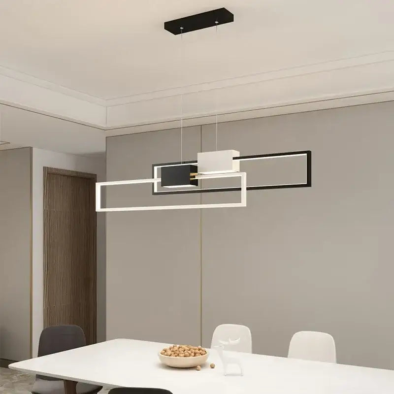 Modern gold geometric led pendant lights with sleek black and white design for dining room decorbites geometric led