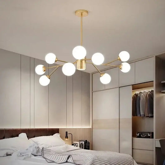 Modern gold glass ball chandelier with multiple spherical glass bulbs for living room decorbites glass ball light