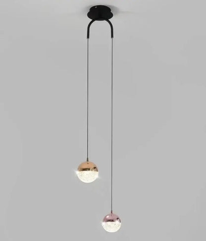 Modern gold glass ball dual head pendant light with rose gold and copper glass ball dual shades for bedroom decorbites pendant light