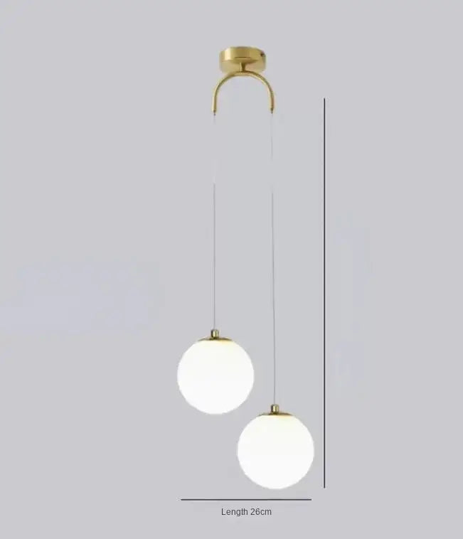 Modern gold glass ball dual head pendant light with frosted glass globes for bedroom decorbites pendant light