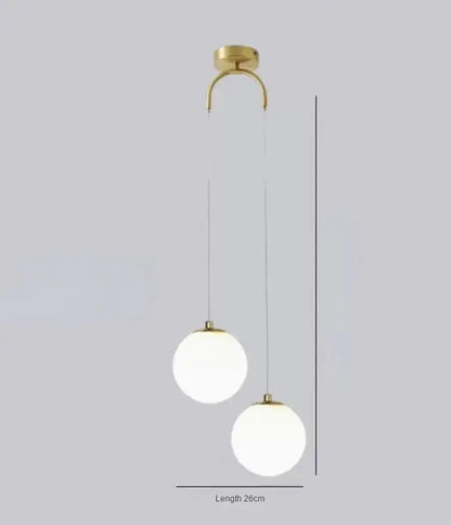 Modern gold glass ball dual head pendant light with frosted glass globes for bedroom decorbites pendant light