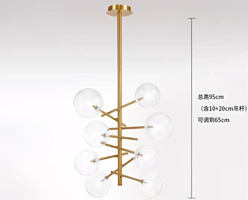 Modern gold glass ball iron chandelier with clear globe bulbs in a branching geometric pattern for living room decorbites glass ball