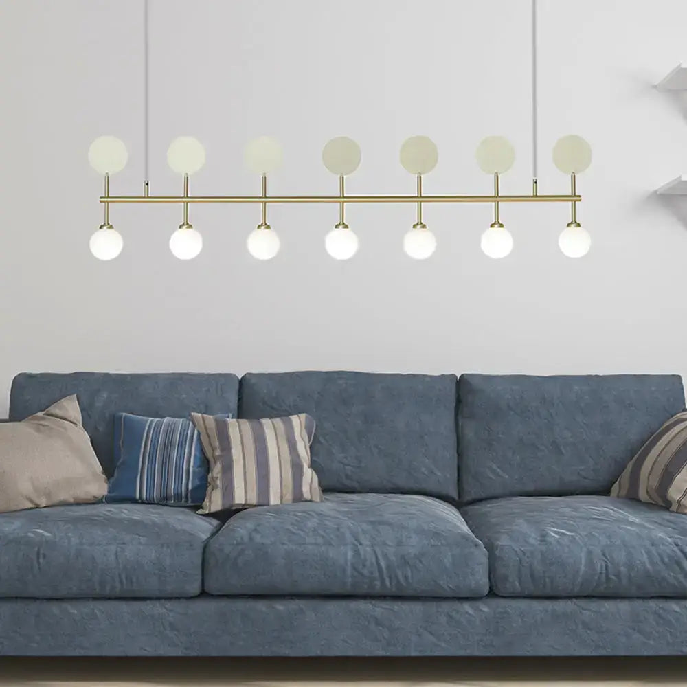 Decorbites™ modern gold glass ball chandelier ceiling light with eight frosted glass ball bulbs for dining room island