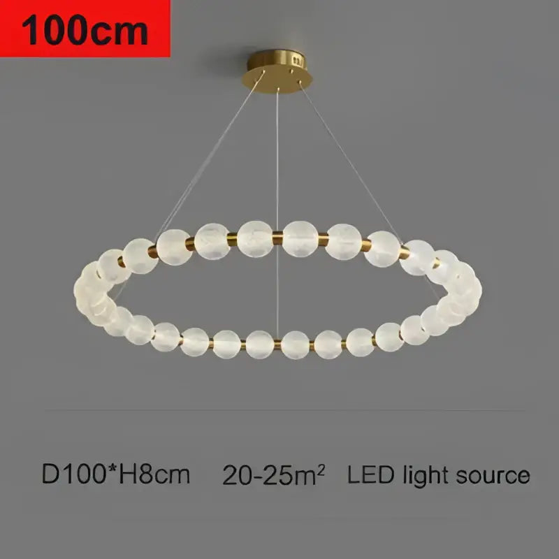 Modern gold glass ball led ceiling chandelier featuring gold finish and clear spherical decorbites glass ball beads arranged in ring