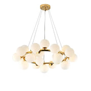 Modern gold glass ball led chandelier featuring frosted glass globe shades in a circular design for dining room decorbites glass ball light