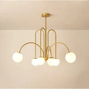 Modern gold glass ball led chandelier with six frosted glass globes for dining room decorbites glass ball lighting
