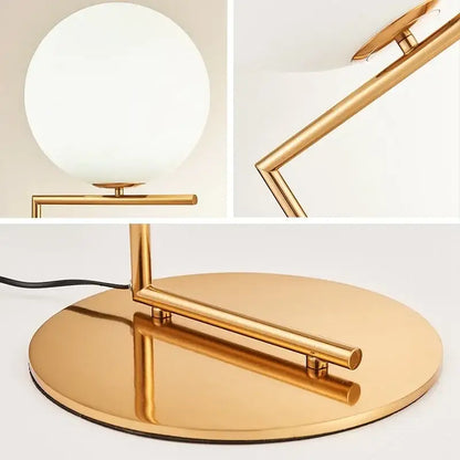 Modern gold finished metal table lamp with frosted white glass ball led shade for chandelier light decorbites glass ball decor