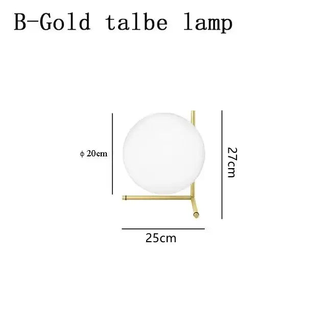 Modern gold glass ball led chandelier light featuring a frosted white spherical shade and minimalist geometric base
