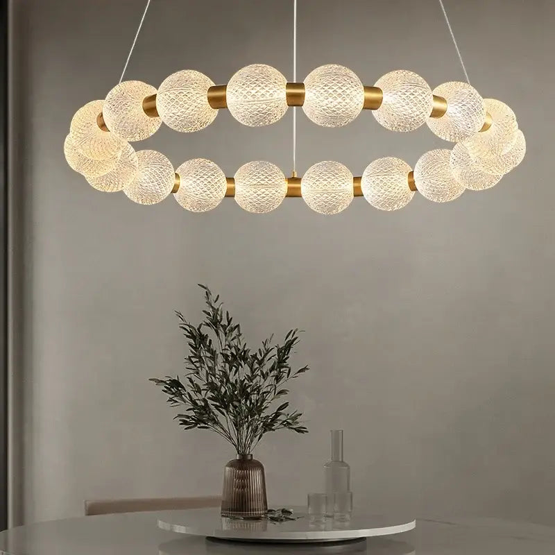 Modern gold glass ball led chandelier with frosted glass spheres and metal accents for living room decorbites decor