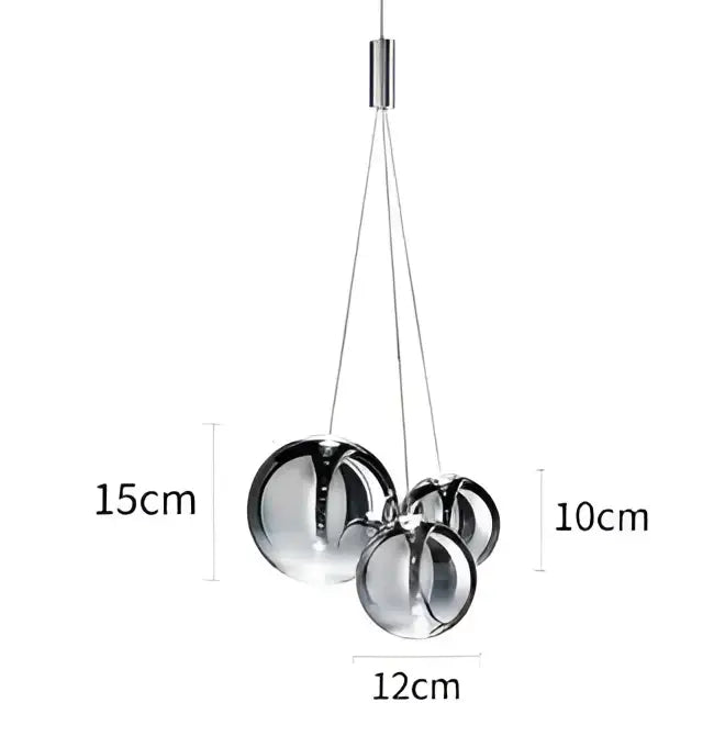 Modern chrome-finished glass ball pendant light with spherical design for dining room pendant chandelier lighting