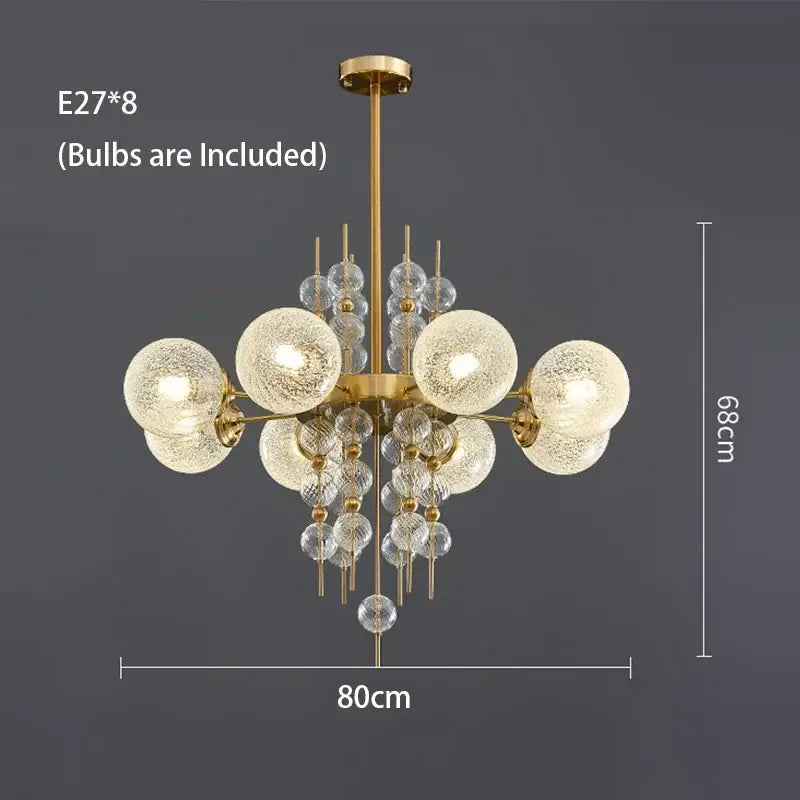 Modern gold glass ball pendant chandelier with frosted spheres and crystal accents for kitchen island lighting decorbites glass ball