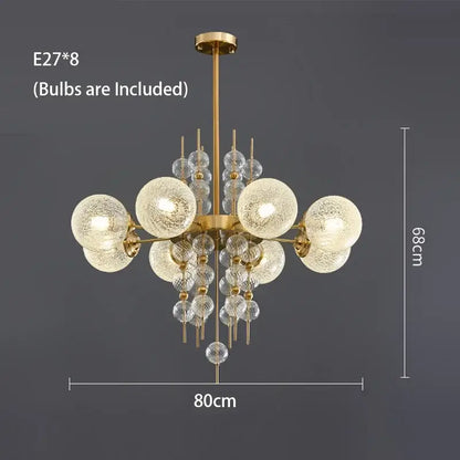 Modern gold glass ball pendant chandelier with frosted spheres and crystal accents for kitchen island lighting decorbites glass ball