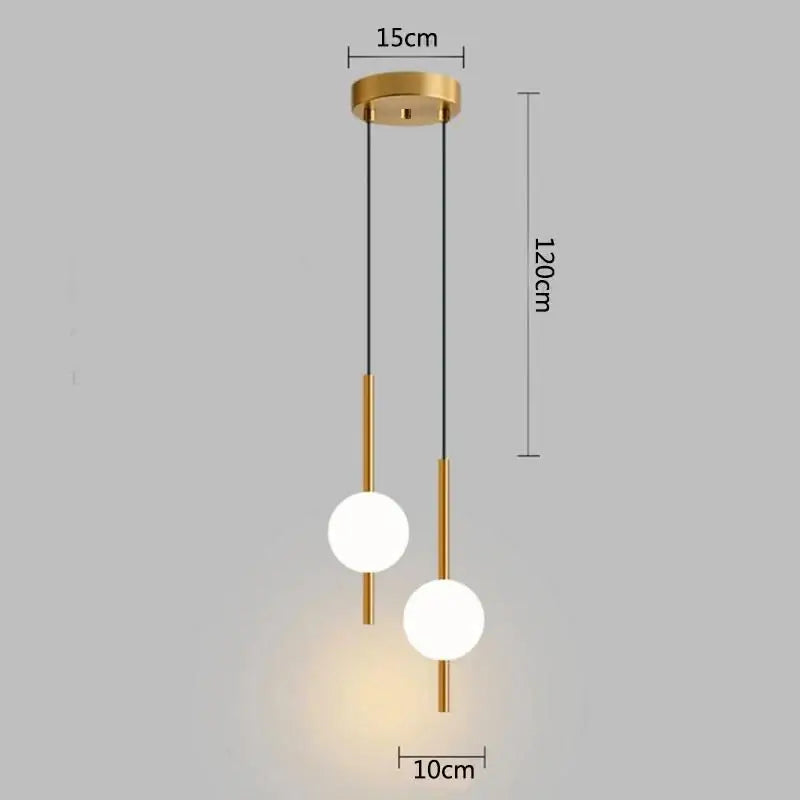 Modern gold glass ball pendant light with two white glass bulbs and black cords for bedroom decorbites glass ball pendant