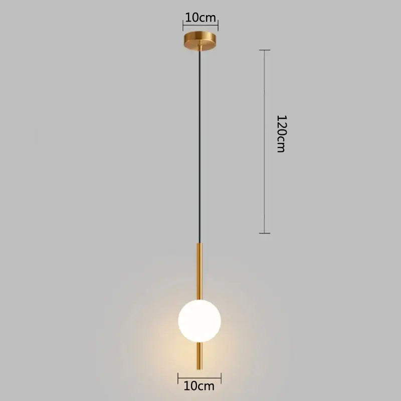 Modern gold glass ball pendant light with gold-toned minimalist stem and frosted glass globe for bedroom decorbites pendant light
