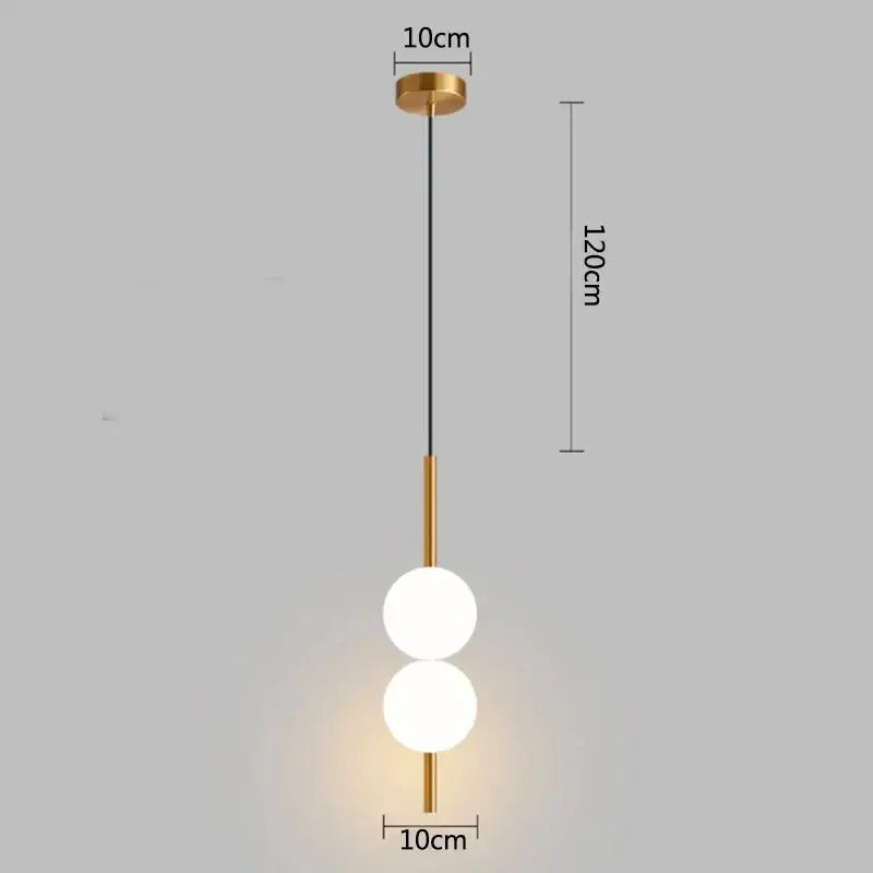Modern gold glass ball pendant light with two frosted glass bulbs on black cord ideal for bedroom decorbites pendant light