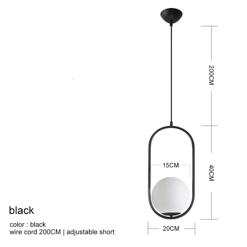Black modern pendant light with sleek oval frame and frosted glass globe for decorbites glass ball pendant lighting
