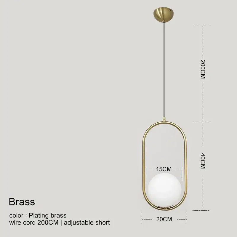 Modern gold glass ball pendant light with brass oval frame and frosted glass globe for dining room decorbites glass ball
