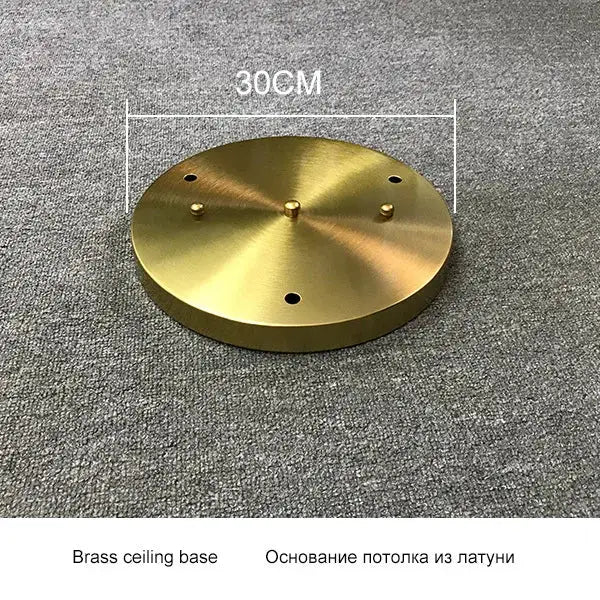 Gold-colored brass ceiling base with four mounting holes for modern gold glass ball pendant light decorbites glass ball fixture