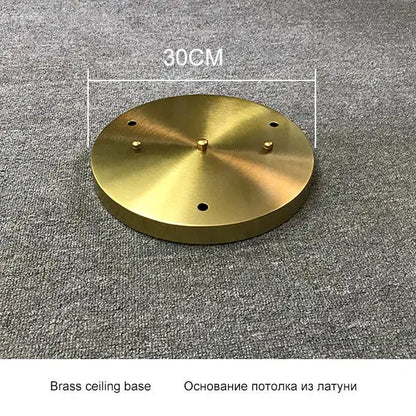 Gold-colored brass ceiling base with four mounting holes for modern gold glass ball pendant light decorbites glass ball fixture