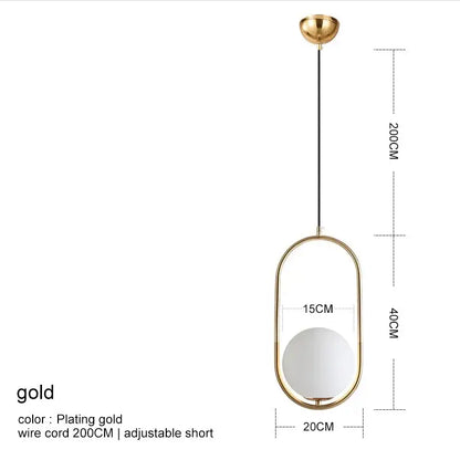 Gold-plated modern glass ball pendant light with frosted globe and black cord for dining room decorbites glass ball fixture
