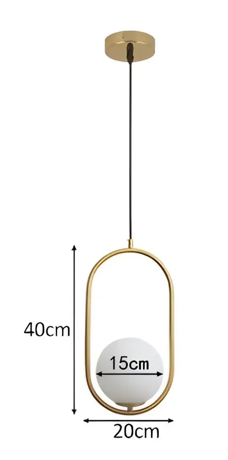 Gold-toned oval pendant light with white spherical glass bulb for modern dining room decorbites glass ball pendant lights