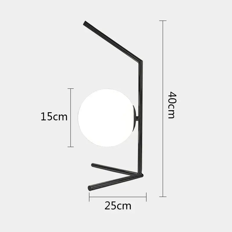 Black metal table lamp with spherical frosted glass shade for modern gold glass ball table lamp bedroom decorbites glass ball