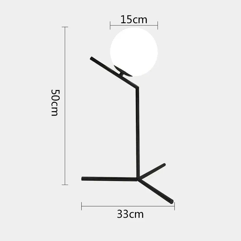 Modern gold and black metal table lamp with frosted white glass ball shade for bedroom decorbites glass ball table