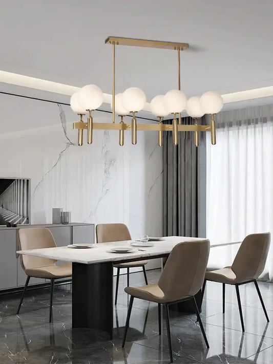 Modern gold glass balloon chandelier with spherical white glass shades for dining room decorbites glass balloon light