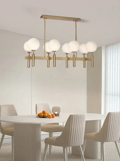 Modern gold glass balloon chandelier with spherical white glass shades for dining room decorbites glass balloon light