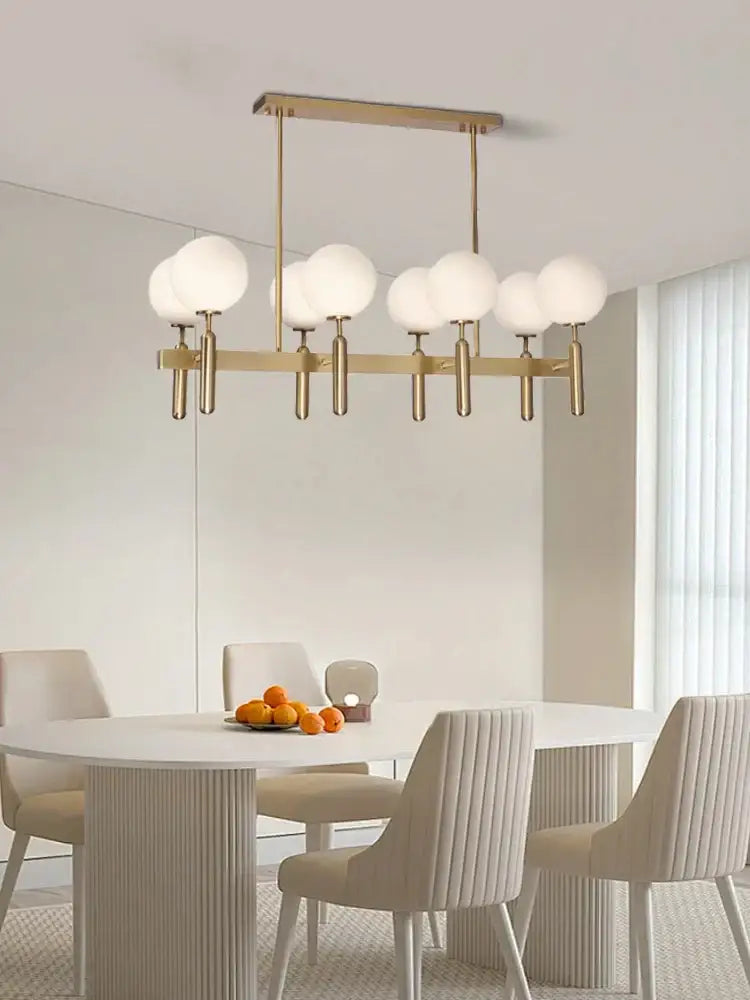 Modern gold glass balloon chandelier with spherical white glass shades for dining room decorbites glass balloon light